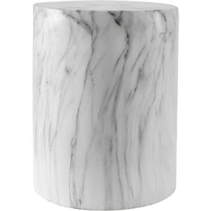 JONATHAN Y TBL1101A Troy 16" Modern Minimalist Faux Marble Column Indoor/Outdoor Indoor/Outdoor Accent Table Modern, Contemporary, Minimalist, Transitional for Living Room, Garden, Patio, Gray/White
