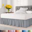 Wrap Around Dust Ruffle Bed Skirt - Steel Blue - for King Size Beds w/ 12 Inch Drop - Easy Fit Elastic Strap - Adjustable Pleated Bedskirt w/Brushed Fabric - Wrinkle Free, Women, Men, Kids & Teens