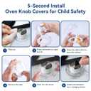Stove Knob Safety Covers, 5Pcs Fits 90% Oven/Stove 5 Heat Alert Stickers Oven Knob Covers for Child Safety, 2nd Gen Kitchen Burner Childproofing, Gas Stove Knob Locks for Kid Baby Pet (Clear)