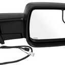 Left Driver Side Matte Black Mirror Compatible With Ram 1500 2019-2025 Power Folding Heated Mirror With Turn Signal Puddle Light Temperature Sensor Replacement for 68462769AB (14Pins)