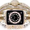VISOOM Beaded Boho Bracelet Compatible for Apple Watch Band 40mm/38mm/41mm/46mm Series 10 9 8 7 SE Series 6/5/4 Women Leather Fashion Cute Handmade Multilayer Wrap Watch Strap for iWatch Bands 3/2/1 (38mm/40mm/41mm/42mm(series 10), Gold)