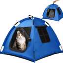 Portable Pet Tent, Full-Enclosure Zippered Mesh, Indoor & Outdoor | Easy-flex poles, tool-free. Tear-resistant. Anti-tip. 5+ colors. For cats, small dogs. 60x60x45cm, 390g