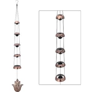 Copper Hand of God Temple Wind Chime  5-Bell Red Copper Feng Shui Chime with Sacred Hand of God Medallion for Porch, Patio, Garden Dcor & Memorial Keepsake