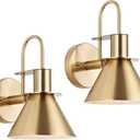 WILON Gold Wall Sconces Set of Two Indoor Wall Lights with E26 Base Industrial Gooseneck Barn Wall Lamp Modern Brass Wall Sconce Light for Bedroom Living Room Kitchen Sink Bedside Bathroom