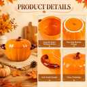 Set of 5 Ceramic Pumpkin Bowls, Pumpkin-Shaped Soup Serving Pot Storage Jar with Lid and Spoon for Baking, Fall, Thanksgiving, Halloween Party, Kitchen, Dessert, Decoration, 17 Oz & 54 Oz