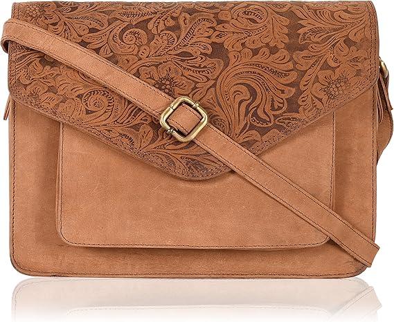 Leather Flapover Crossbody Handbag Purse for Women with Adjustable Strap & Overflap Snap Closure Tote/Bag