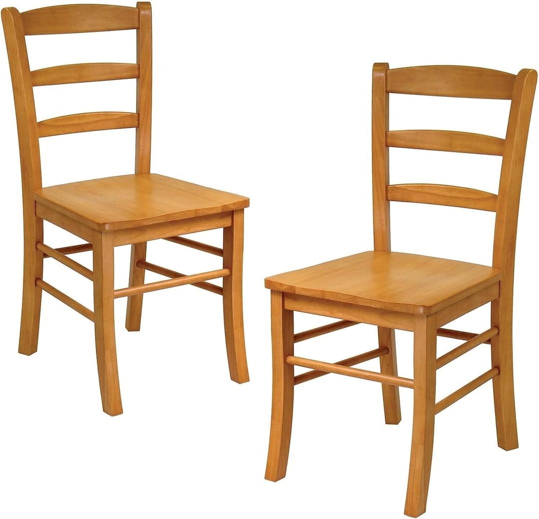 Winsome Wood Ladder Back Chair, Light Oak, 2 Pieces (34232), FURNITURE (16.6W x 20.5D x 34.7H In, Natural)