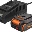 WORX 20V 2.0Ah Lithium-ion Battery & 2A Quick Charger Combo Kit, WA3613 WORX PowerShare, Intelligent Battery, Stays Cool, 360° Cell Protection, Charge-Level Indicator