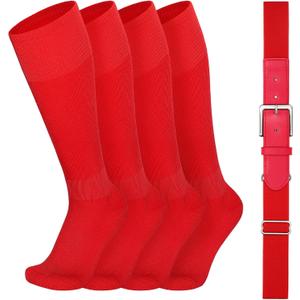 VONMELLI Youth Baseball Belt and Socks Combo, Elastic Softball Belts and Socks for Boys and Adult (2 Pairs of Socks & 1 Belt), Youth