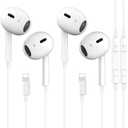 2 Packs Wired Headphones for iPhone Earbuds with Built-in Microphone & Volume Control HiFi Stereo Noise Reduction Earphones Compatible with iPhone 14/13/12/11/XR/XS/X/8/7/SE All iOS, Plug and Play