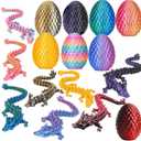 8PCS 3D Printed Fantasy Dragon Egg Toy Easter Eggs Mystery Articulated Baby Dragon Inside, Cool Collectible Dinosaur Eggs for Boys Girls, Fun Fidget Toys & Unique Home Desktop Decor
