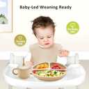 Bufims Silicone Baby Feeding Set, Baby Led Weaning Supplies, Eating Essentials Utensils with Suction Plate and Bowl, Pocket Bib, Sippy Cup with Lid, Forks Spoons Snack Container, for 6+ Months, Beige
