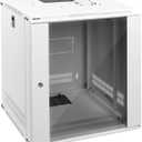 Tecmojo 12U Wall Mount Rack Network Cabinet for 19" IT Equipment,with Lockable Glass Door and Side Panels,Cooling Fan,17.7inch Depth,White