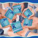 30 Sets/ 60 Pcs Colon Cancer Awareness Silicone Wristbands with Blue Ribbon Cards Bulk, Blue Ribbon Awareness Supplies for Charity Support Events Cancer Prevention Event Supplies