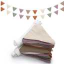 Oudain 15.5 ft Pennant Banner Flags, 2 Pcs Nursery Garland Triangle Bunting Flag Baby Banner for Nursery Decor Baby Birthday Boho Wedding Shower Party Event, Each 7.75 ft(Rich Color)