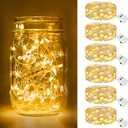 btfarm 6 Pack LED Fairy Lights Battery Operated 3 Modes, 7ft 20 Led Twinkle String Lights Waterproof, Mini Silver Wire Firefly Starry Moon Lights for DIY Christmas Mason jars Wedding Table Centerpiece (Warm White)