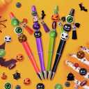 12 Pcs Halloween Beadable Pens, DIY Crafting Pens with Colorful Beads Tassel Halloween Hangup for Kids Adults School Office Gifts Supplies