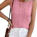 BTFBM Crochet Tops for Women Sleeveless Knit Sweater Vest Tank Top Summer Spring 2026 Cover Ups Beach Vacation Clothes (Small, Pink)
