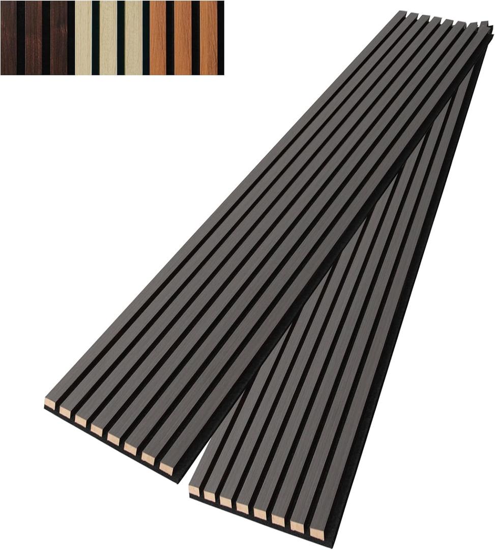 Art3dwallpanels Wood Slat Wall Panel, Smoky Wood, 108'' x 13'', 2 Pack | 3D Soundproof, Large Acoustic Panels, Interior Ceiling and Wall Decor, Noise Reduction
