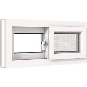 Basement Slider Window 32" x 14" Vinyl Basement Window, Featuring Double-Pane Insulated with Thermal Insulation Soundproof Glass, Removable Sliding Windows with Screen Windows
