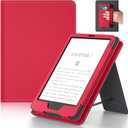 Lainergie 6in Case with Hand Strap and Stand, Incompatible with Old Version, Durable Synthetic Leather Cover with Auto Sleep Wake, Chiese Red