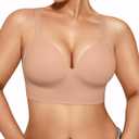 Popilush Bras for Women No Underwire Supportive Push Up Bralettes Wireless Full Coverage Plus Size T-Shirt Bra (X-Large, Dark Skin)