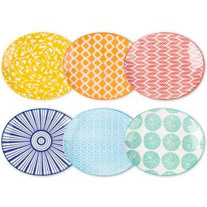 Selamica Small Dinner Plates, Oval Dessert Plates Ceramic, 6 Inch Small Plates for Appetizer, Cake, Snacks, Microwave Dishwasher Safe, Set of 6, Assorted Colors