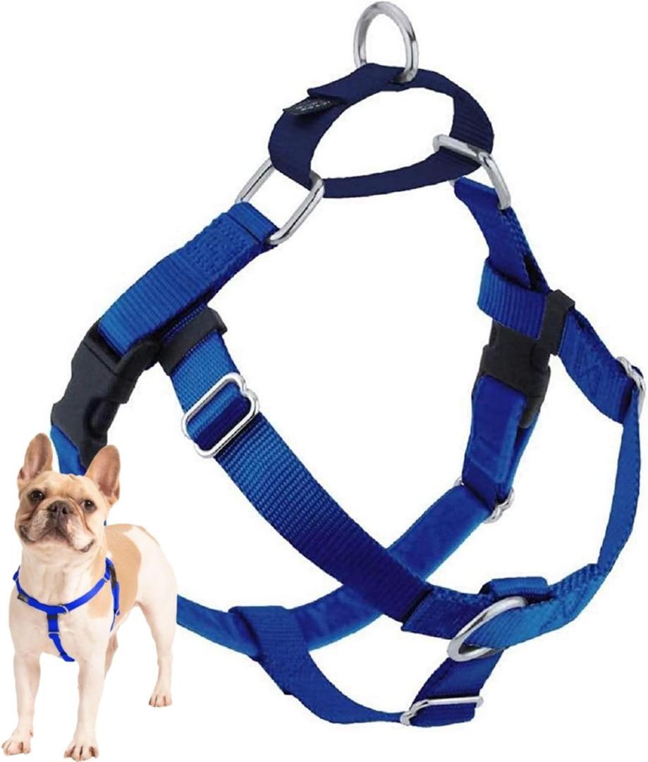 2 Hounds Design Freedom No Pull Dog Harness, Adjustable Harness, Easy Walking & Comfortable Control, Fits Small, Medium Dogs, Solid Colors, Made in USA, 5/8" S/M, Royal Blue