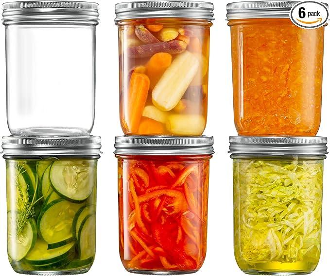 16 oz Wide Mouth Glass Mason Jars | 6 Pack