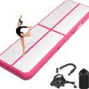 Inflatable Gymnastics Tumbling Mat 13ft Pink, Tumble Track Mat 8 inches Thickness with Electric Air Pump for Home Use Training Cheerleading Yoga Water Beach Park