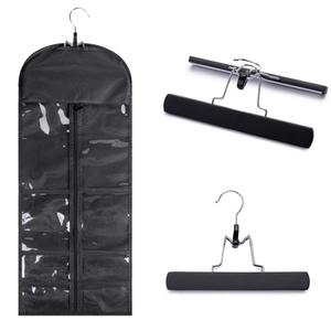 Hairro Portable Hair Extensions Carrier with Front Pockets Non-Woven Dust-Proof Storage Case for Human Hair Extensions, 26 Inch Natural Black