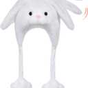 Animal Hat with Moving Ears Jumping Pop Up Beating Plush Cap Holiday Cosplay Dress Up Crazy Funny Gift for Kids