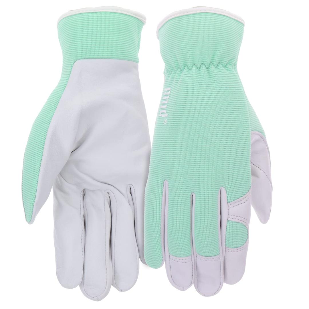 MUD Rustic Women's High-Dexterity Goatskin Leather Palm Garden Glove, Water Resistant, Abrasion Resistant, Extreme Comfort, Small/Medium Blue (MD72001MT-WML)