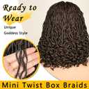 SOKU Box Braid Wig, Twist Short Braided Wigs for Black Women 4x4 Lace Front Glueless Wigs with Baby Hair 13 Inch Short Curly Synthetic Wig Ready to Wear Natural Brown Color