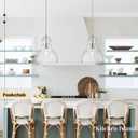 Brushed Nickel Seeded Glass Pendant Light Modern Kitchen light fixture, 10 inches