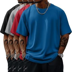 Evervibe 4 Pack Men's Big & Tall Short Sleeve Tees, Crew Neck Cotton Blend Shirts Moisture Wicking Gym Casual Tops Multipack, XXL