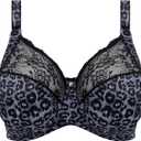 Elomi Women's Morgan Banded Comfort & Support. Three-Section Cup, Side Frame, Stretch Lace. Dd+ Bras (36DD, Snow Leopard)