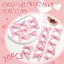 3 x 20PCS Pink Mini Bow Hair Clips Gingham Craft Hair Bows Small Bows for Hair Sweet Bowknot Hair Ribbon Clips Cute Claw Clips Hair Barrettes Accessories for Teens Women and Girls