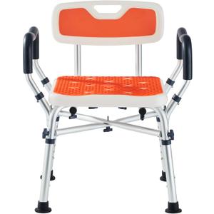 Shower Chair for Inside Shower, Padded Shower Seat Chair with Arms and Back, 6-Level Adjustable Shower Stool Chair for Elderly and Disabled, 550 LB Heavy Duty Handicap Shower Bath Chair