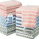 JOYMOOP 18 Pack Microfiber Cleaning Cloth, Kitchen Towels for Dish Drying Washing, Absorbent Streak Free Lint Free Rags for Cleaning, Reusable and Washable Towels - 10" x 10" (Mixed [Pink+blue+green])