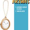 Spooktacular Creations Gold Clock Necklace Halloween Jumbo Gold Necklace White Rabbit Clock Hip Hop Rapper for Kids Women Men Halloween Party Decorations, White Rabbit Costume