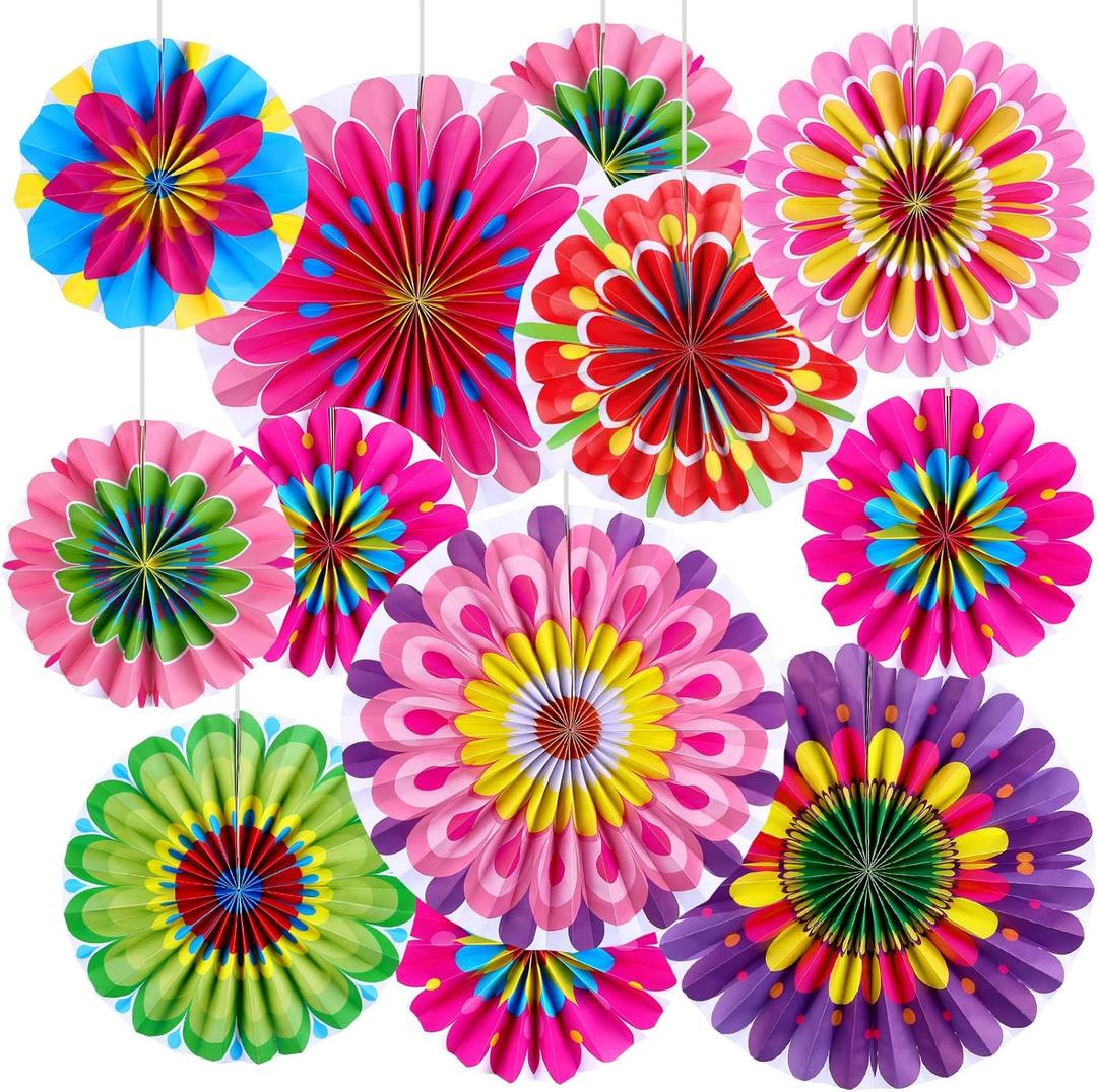 18 Pcs Mexican Party Decorations Fiesta Paper Fans Spring Classroom Wall Decor Cinco De Mayo Decorations for Fiesta Party Decor Wedding Birthday