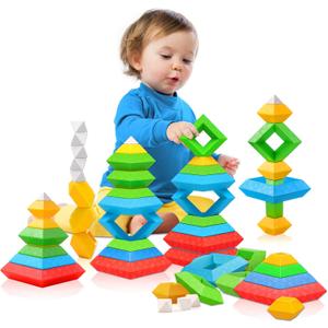 Montessori Toys for 1 2 3 4 Year Old Boys Girls Toddlers Preschool Learning Activities 30Pcs Building Blocks Stacking Educational Toys STEM Sensory Gifts for Kids Age 1-2 2-4