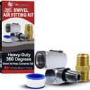 LE LEMATEC Air Compressor Swivel Connector - 360 Quick Connect Hose Fittings Kit with 1/4" NPT Male Adapter & Teflon Tape for Air Tools, Sandblaster & HVLP Spray Gun, Kink-Free Operation
