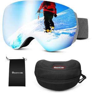eECO-FLYING Ski Goggles,OTG Anti-fog Snowboard Goggles,Snow Skiing Goggles for Men&Women,Full Real REVO