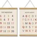 VIYYIEA Nursery Wall Decor Art Paintings, Educational Posters For Toddlers 1-3, Preschool Learning Hanging Charts, Kids Playroom Prints, Homeschooling Supplies of 'Alphabet & Numbers' -(16"x12"-2)