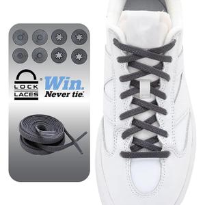 Lock Laces Flat Laces No Tie Elastic Shoelaces – Stylish No Show for Casual & Fashion Shoes – One-Size, Easy to Install