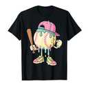 Ice Cream Drip Baseball Spots Baseball Drip for Girls T-Shirt, SMALL, DARK BLUE
