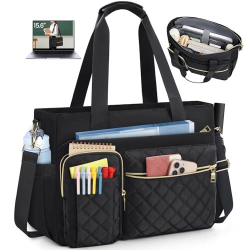 SDYSM Teacher Tote Bag 15.6 inch Laptop Bag Work Bags for Women Nurse Tote Professional Computer Messenger Shoulder Bags Laptop Briefcase for Office, College, Nursing, Black