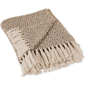 DII Rustic Farmhouse Double Diamond Woven Throw, 50x60, Brown